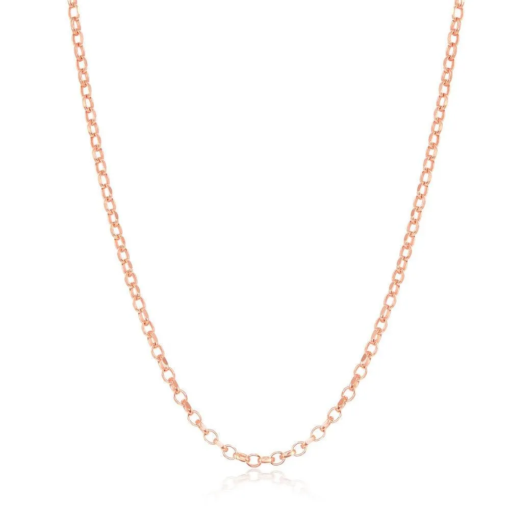 Classic Jewelry Sterling Silver Rose Gold Plated 1.4mm Cable Chain, 20"