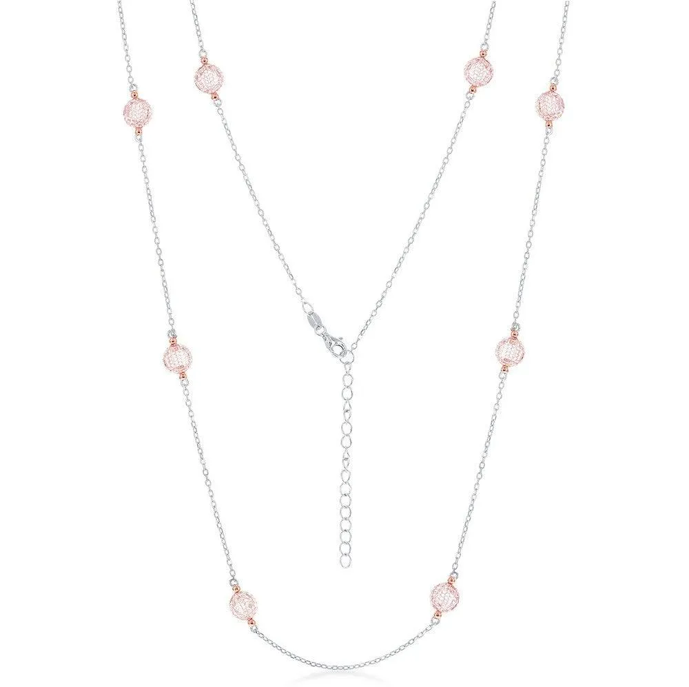 Classic Jewelry Sterling Silver Rose Gold Plated CZ By The Yard Necklace