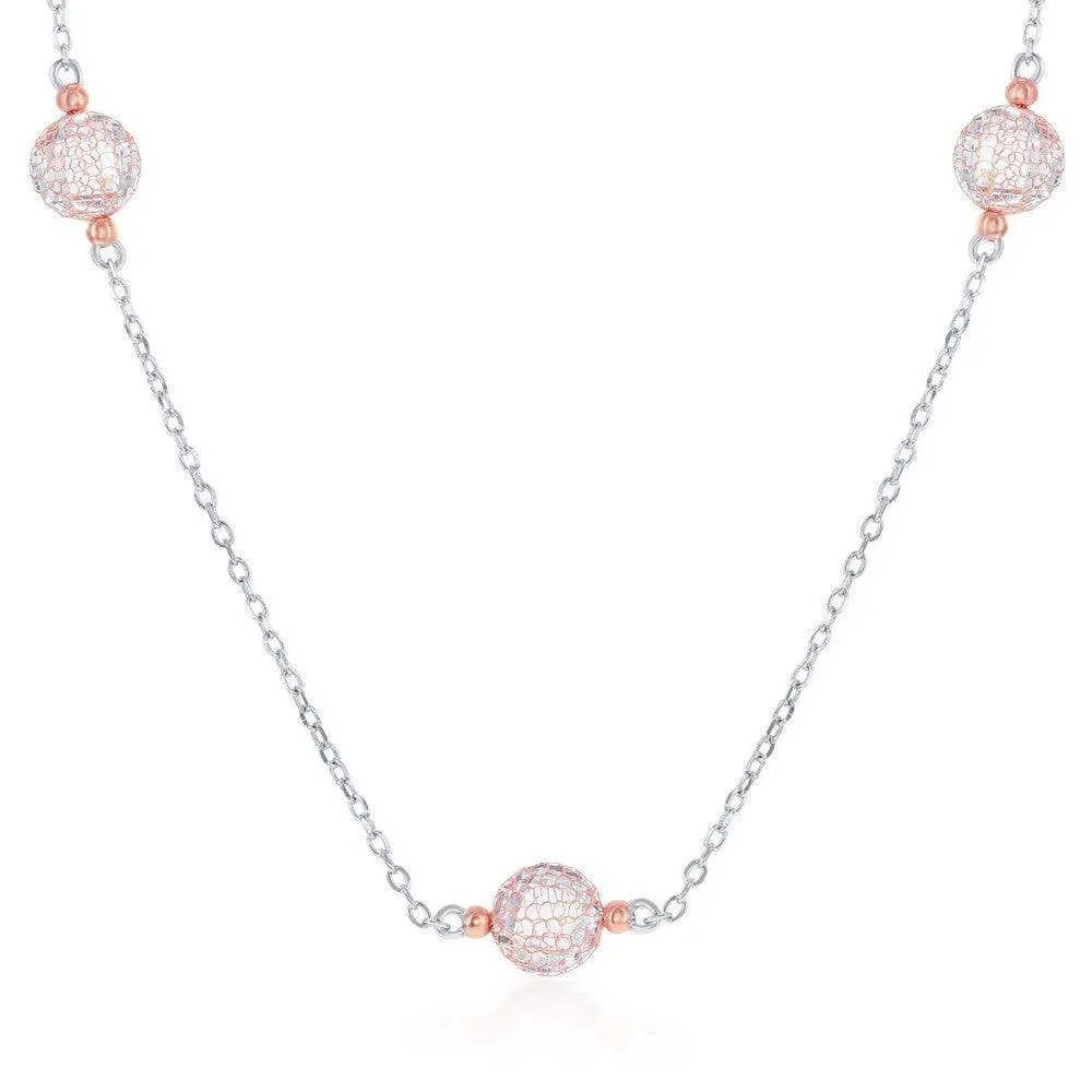 Classic Jewelry Sterling Silver Rose Gold Plated CZ By The Yard Necklace
