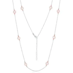 Classic Jewelry Sterling Silver Rose Gold Plated CZ By The Yard Necklace