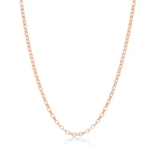 Classic Jewelry Sterling Silver Rose Gold Plated Diamond-Cut Rolo Chain