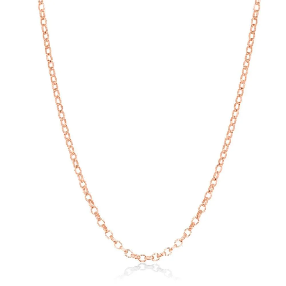Classic Jewelry Sterling Silver Rose Gold Plated Diamond-Cut Rolo Chain