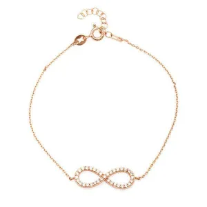 Classic Jewelry Sterling Silver Rose GP CZ Infinity Bracelet, 7"