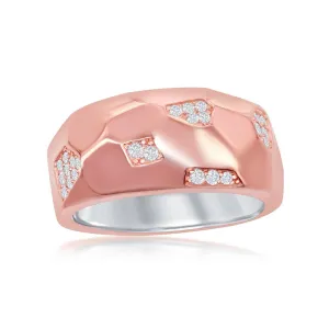 Classic Jewelry Sterling Silver Rose GP Design Micro Pave Ring - W-2048