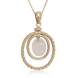 Classic Jewelry Sterling Silver Rose GP Double Oval Rose Quartz Necklace