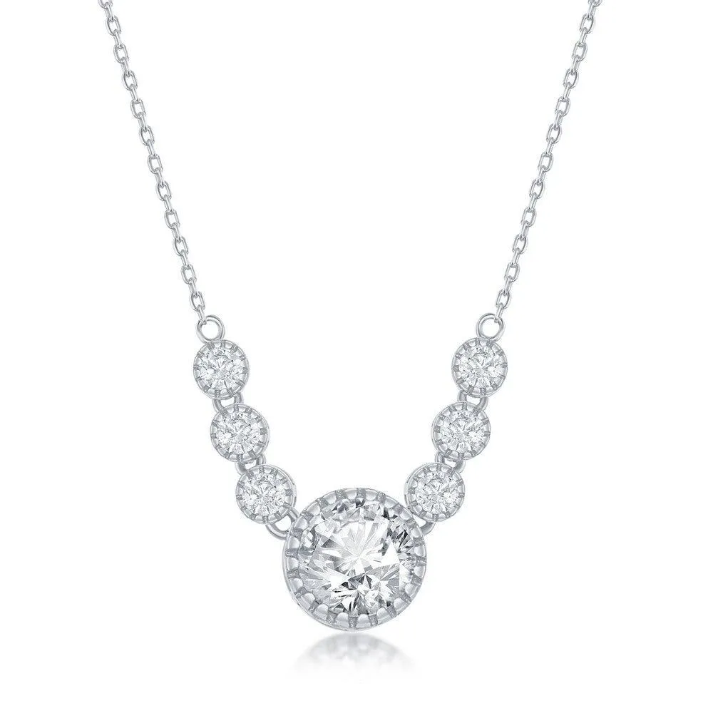 Classic Jewelry Sterling Silver Round Cubic Zirconia Necklace