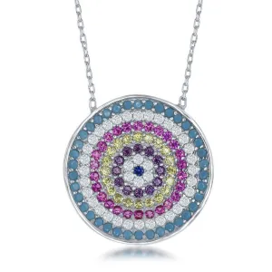 Classic Jewelry Sterling Silver Round Multicolor Cubic Zirconia Necklace