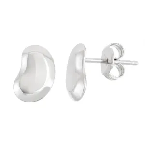 Classic Jewelry Sterling Silver Shiny Bean Stud Earrings