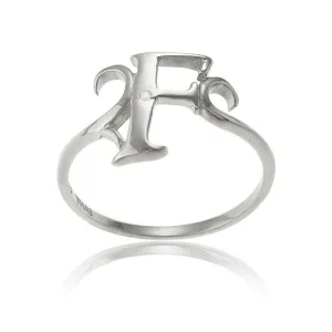Classic Jewelry Sterling Silver Single CZ "F" Ring, Size 8