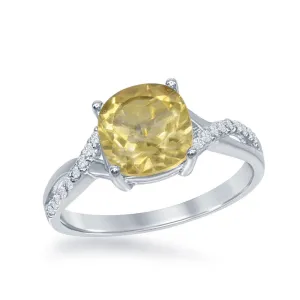 Classic Jewelry Sterling Silver Small Square Citrine Ring - W-1679