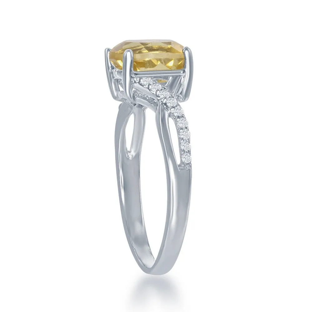 Classic Jewelry Sterling Silver Small Square Citrine Ring - W-1679
