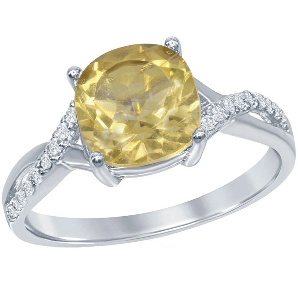 Classic Jewelry Sterling Silver Small Square Citrine Ring - W-1679