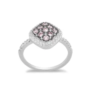 Classic Jewelry Sterling Silver Square Pink CZ Micro Pave Ring, Size 8