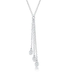 Classic Jewelry Sterling Silver Three Single Hanging Cubic Zirconia's Necklace