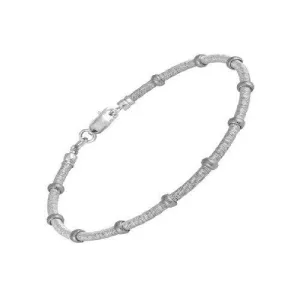Classic Jewelry Sterling Silver Tight Coil with Silver Beads Bracelet, 7"