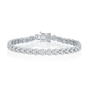 Classic Jewelry Sterling Silver Triple Row Marquise-Shaped CZ Bracelet, 7.5"