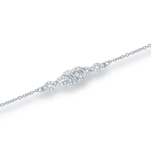 Classic Jewelry Sterling Silver Us2gether Center Two-Stone with Small CZ Bracelet