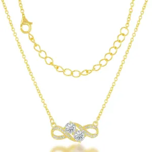 Classic Jewelry Sterling Silver Us2gether GP Two-Stone Overlapping CZ Necklace