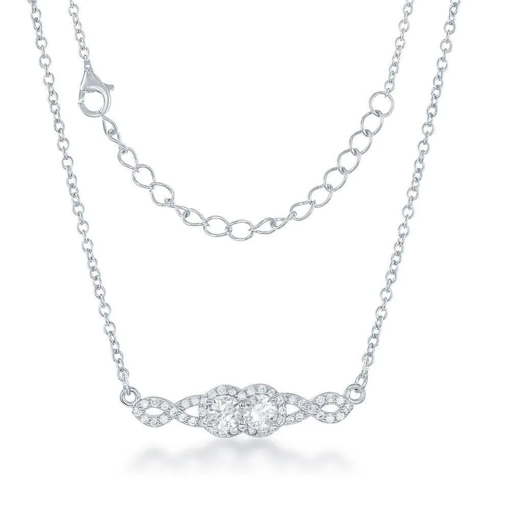 Classic Jewelry Sterling Silver Us2gether Two-Stone CZ Center Necklace