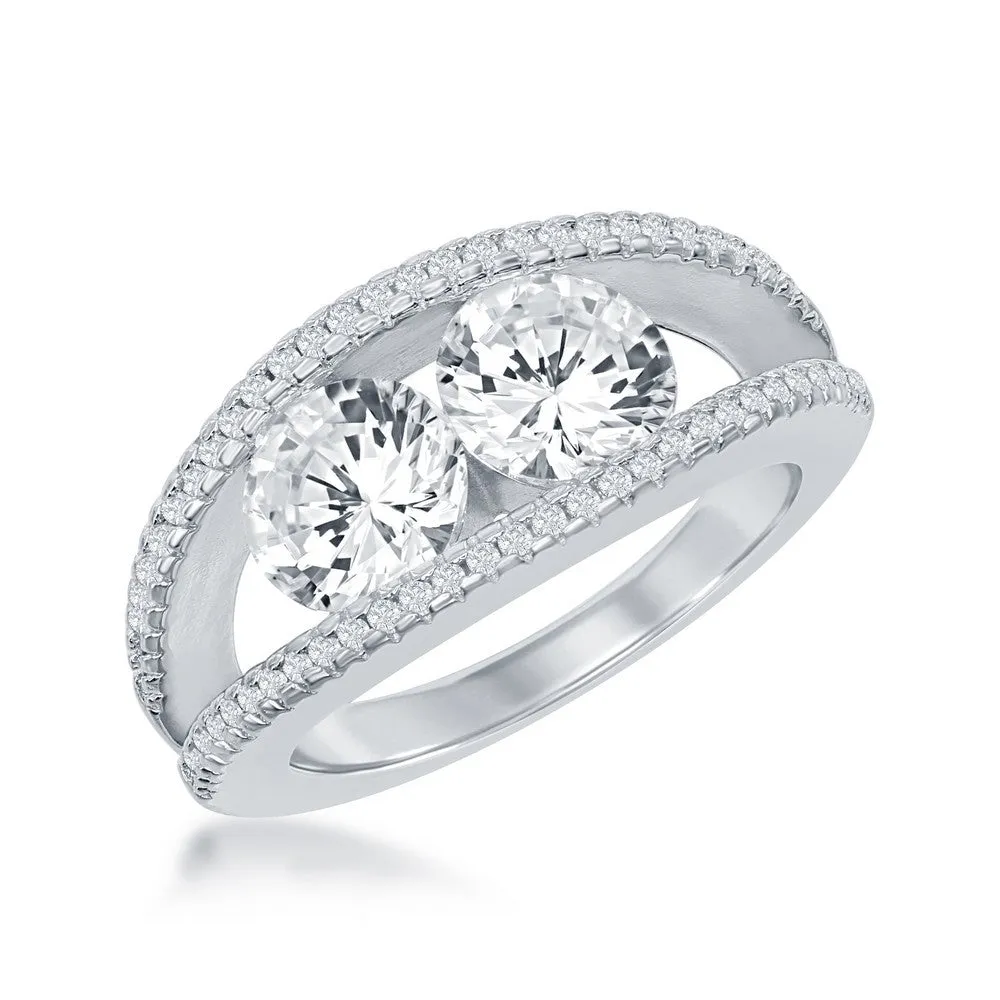 Classic Jewelry Sterling Silver Us2gether Two-Stone Double Band Ring - W-1696