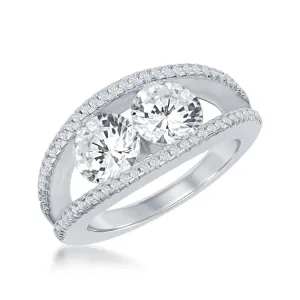 Classic Jewelry Sterling Silver Us2gether Two-Stone Double Band Ring - W-1696
