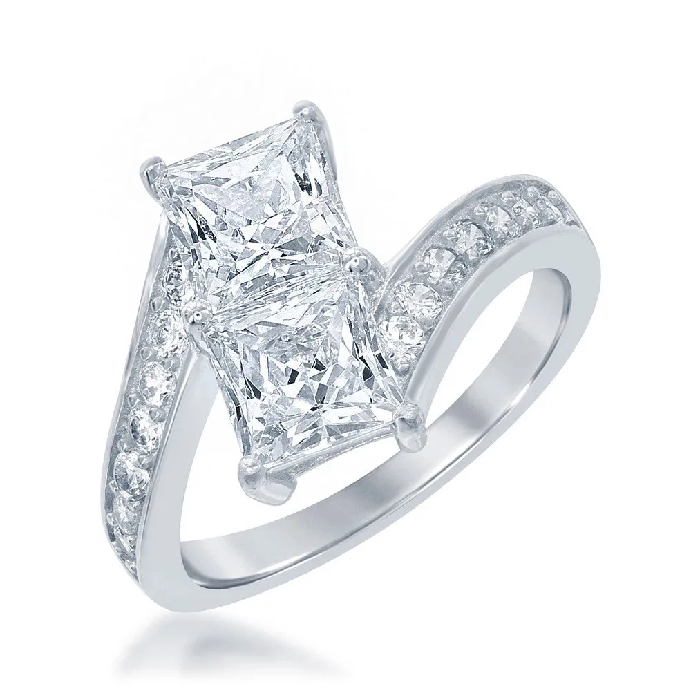 Classic Jewelry Sterling Silver Us2gether Two-Stone Overlapping CZ Ring - W-1675