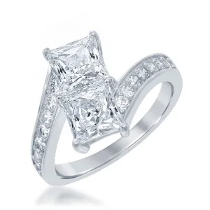 Classic Jewelry Sterling Silver Us2gether Two-Stone Overlapping CZ Ring - W-1675