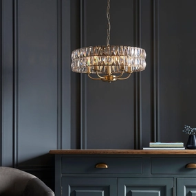 Clifton 5 Light Brass & Clear Cut Glass Pendant simple ceiling design light
