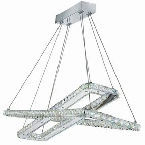 Clover 2 Rectangle Chrome & Crystal LED Ceiling Pendant minimalist ceiling light