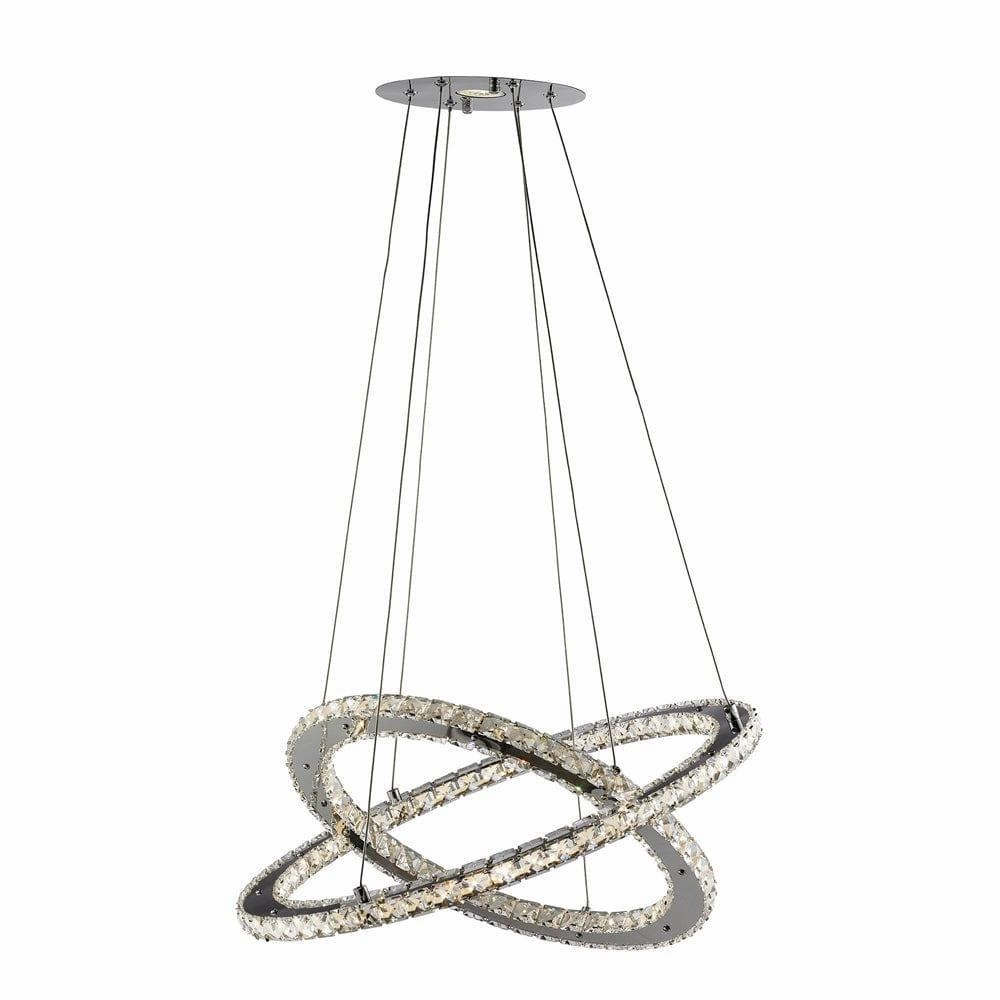 Clover 2 Rings LED Crystal and Chrome Ceiling Pendant Light minimalist ceiling light