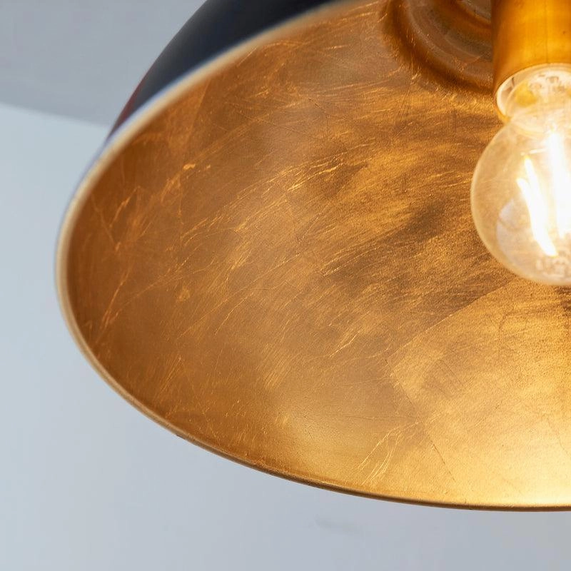 Colman Gloss Black & Gold Leaf Finish Pendant Ceiling Light