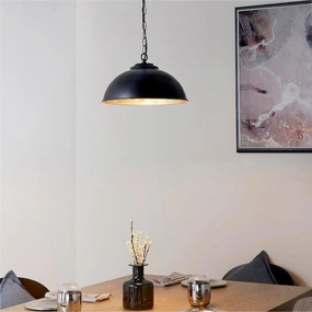Colman Gloss Black & Gold Leaf Finish Pendant Ceiling Light modern ceiling lamp