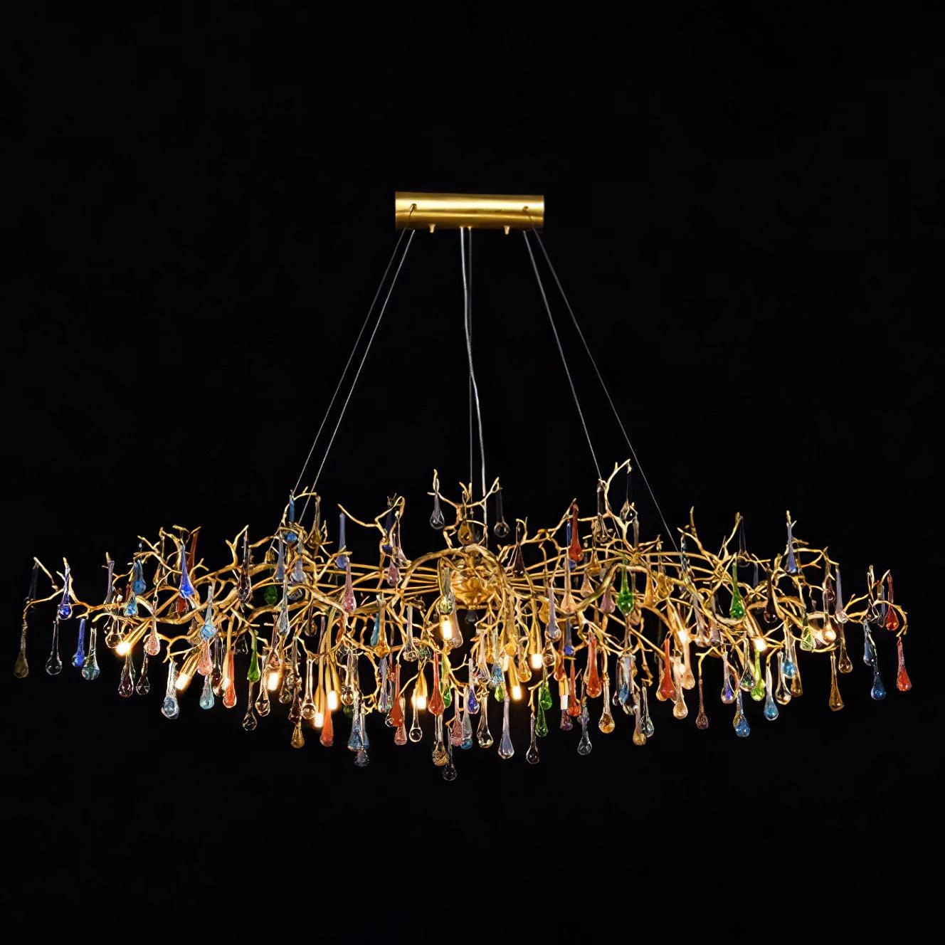 Colorful Raindrop Brass Branch Chandelier
