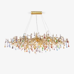 Colorful Raindrop Brass Branch Chandelier modern modeling table light