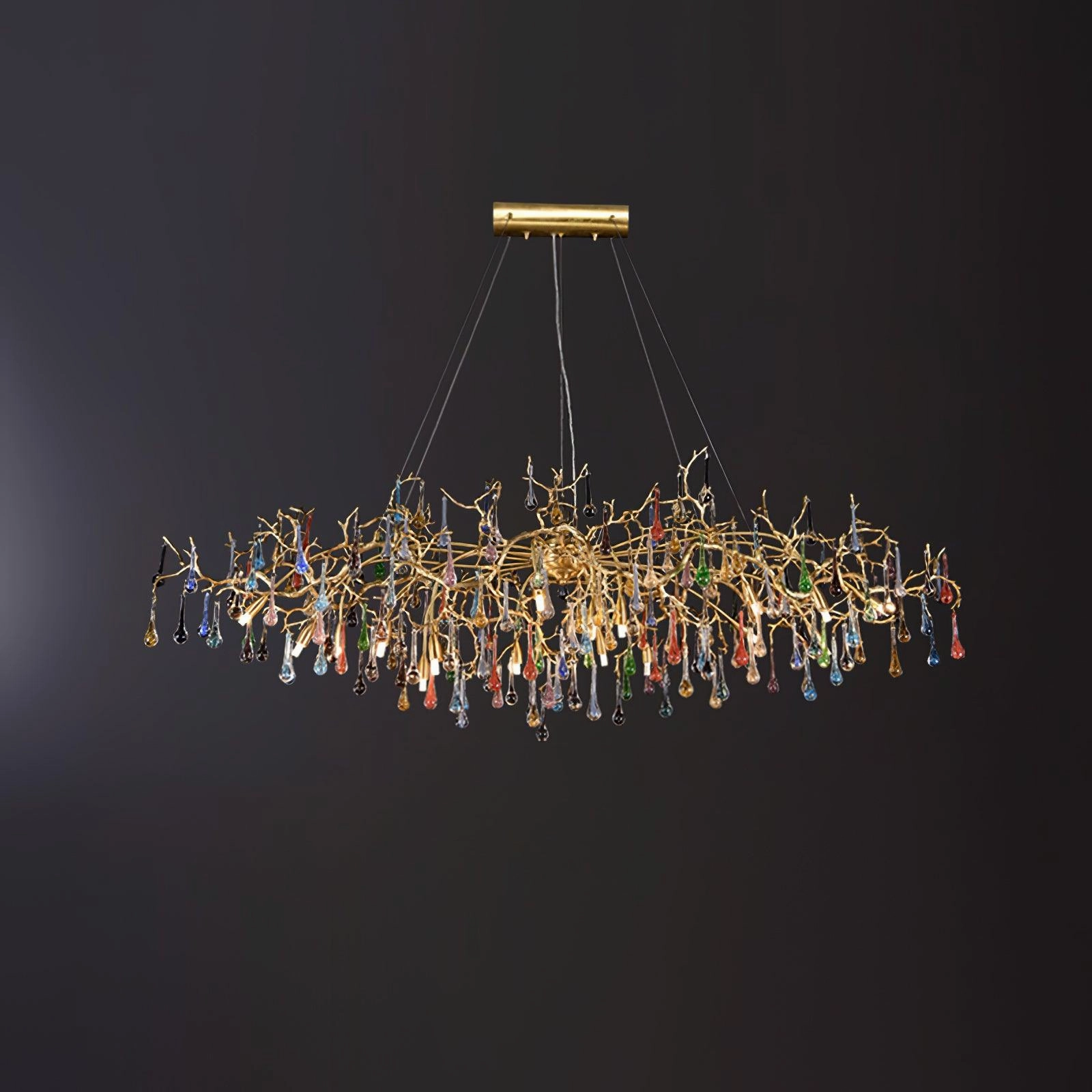 Colorful Raindrop Brass Branch Chandelier