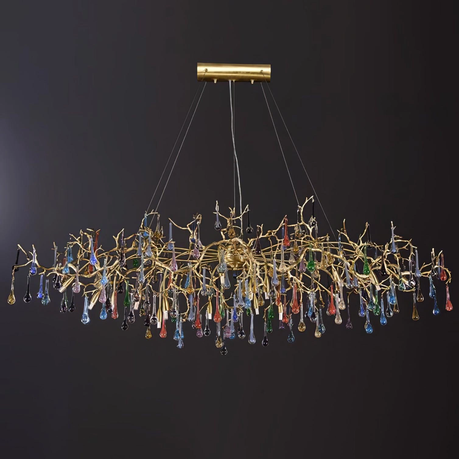 Colorful Raindrop Brass Branch Chandelier