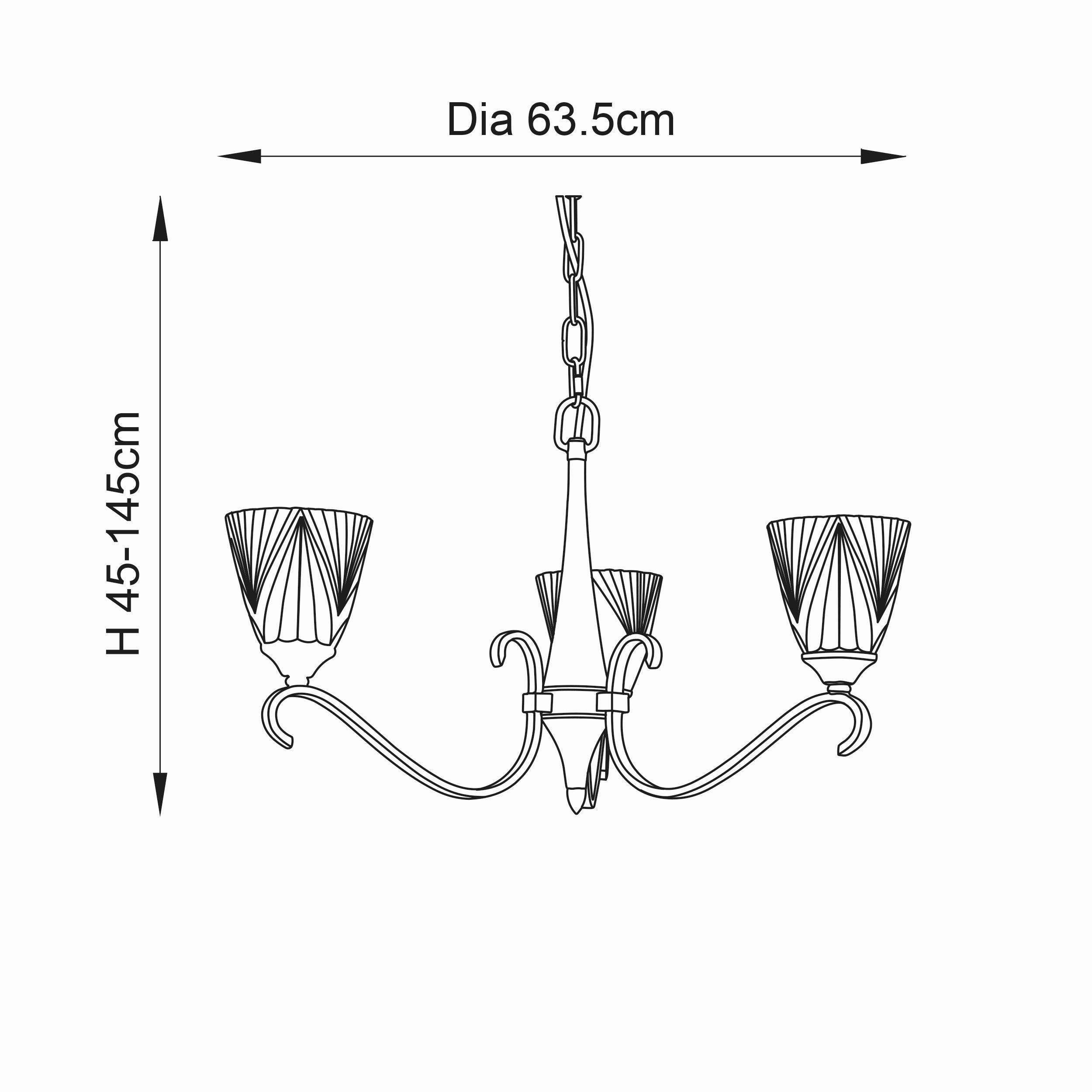 Columbia 3 Antique Brass Chandelier - Feather Glass Shades