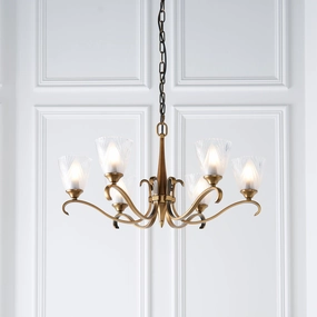 Columbia 6 Light Antique Brass Chandelier - Art Deco Shades simple ceiling design light