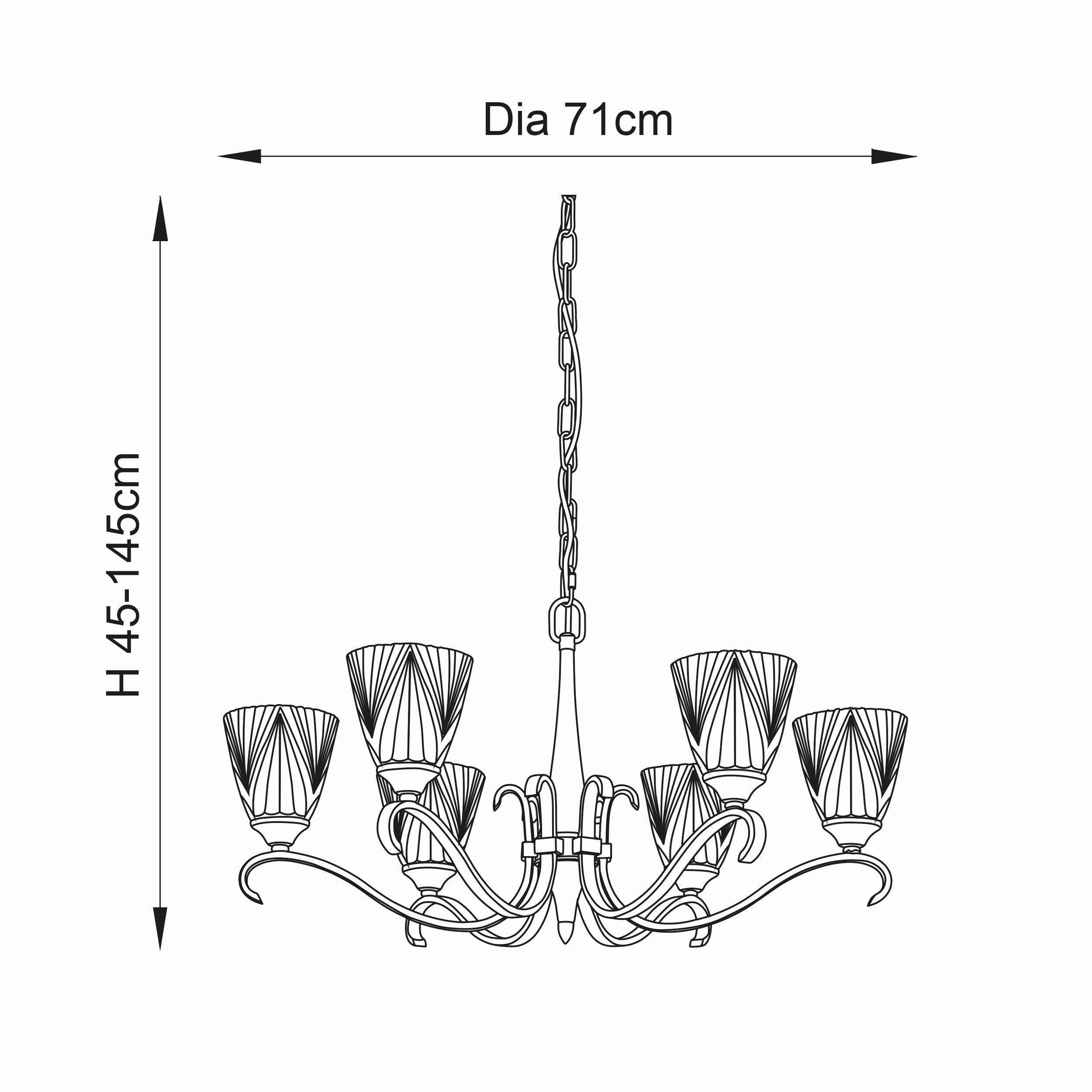 Columbia 6 Light Antique Brass Chandelier - Art Deco Shades