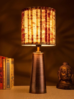 Copper Etched V-Shaped Lamp with Pleeted Muticolor Maroon Shade Louis Poulsen chandelier