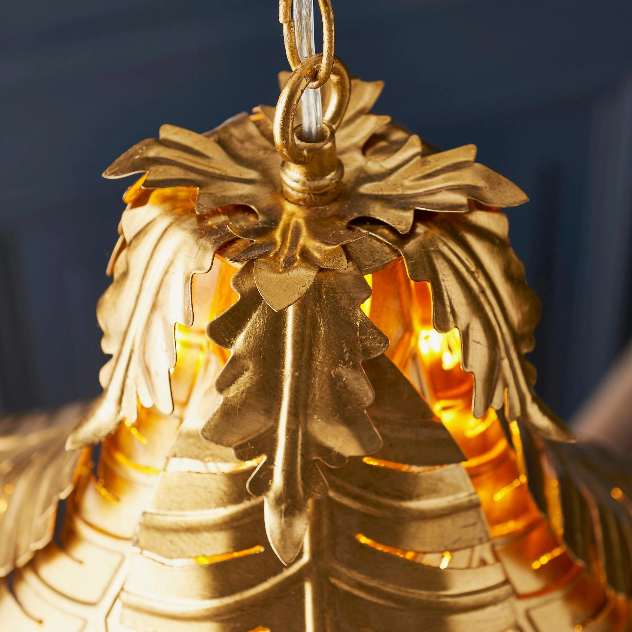 Coppice Distressed Gold Palm Leaves Ceiling Pendant