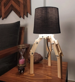 Crawler Beige Wooden Table Lamp with Black Fabric Lampshade (BULB NOT INCLUDED) Louis Poulsen chandelier