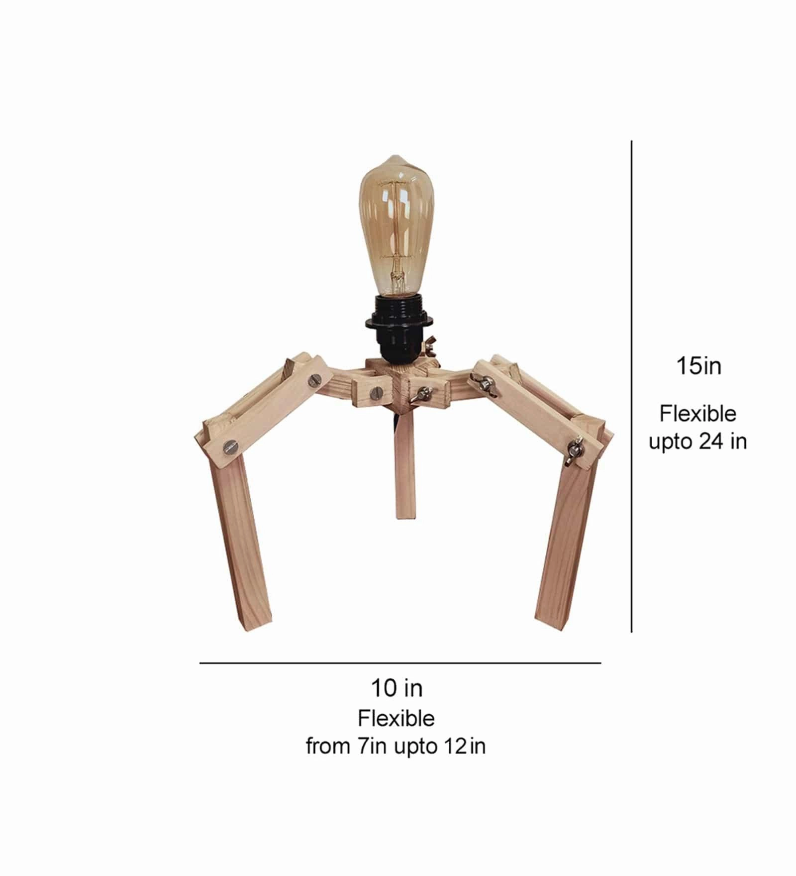 Crawler Beige Wooden Table Lamp with Black Fabric Lampshade (BULB NOT INCLUDED)