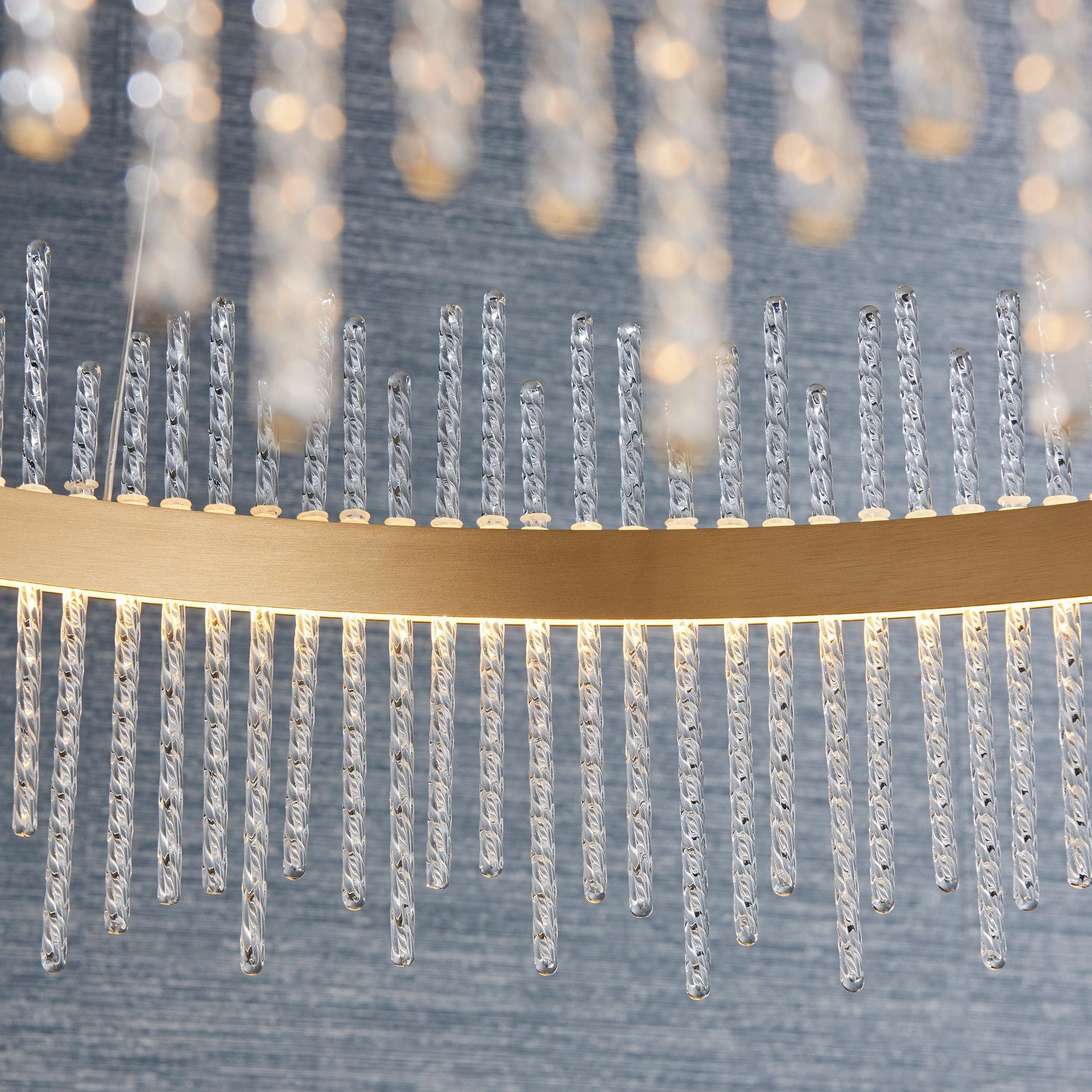 Crescendo LED Brushed Gold & Glass Rod Ceiling Pendant