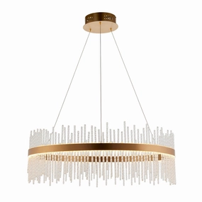 Crescendo LED Brushed Gold & Glass Rod Ceiling Pendant minimalist ceiling light