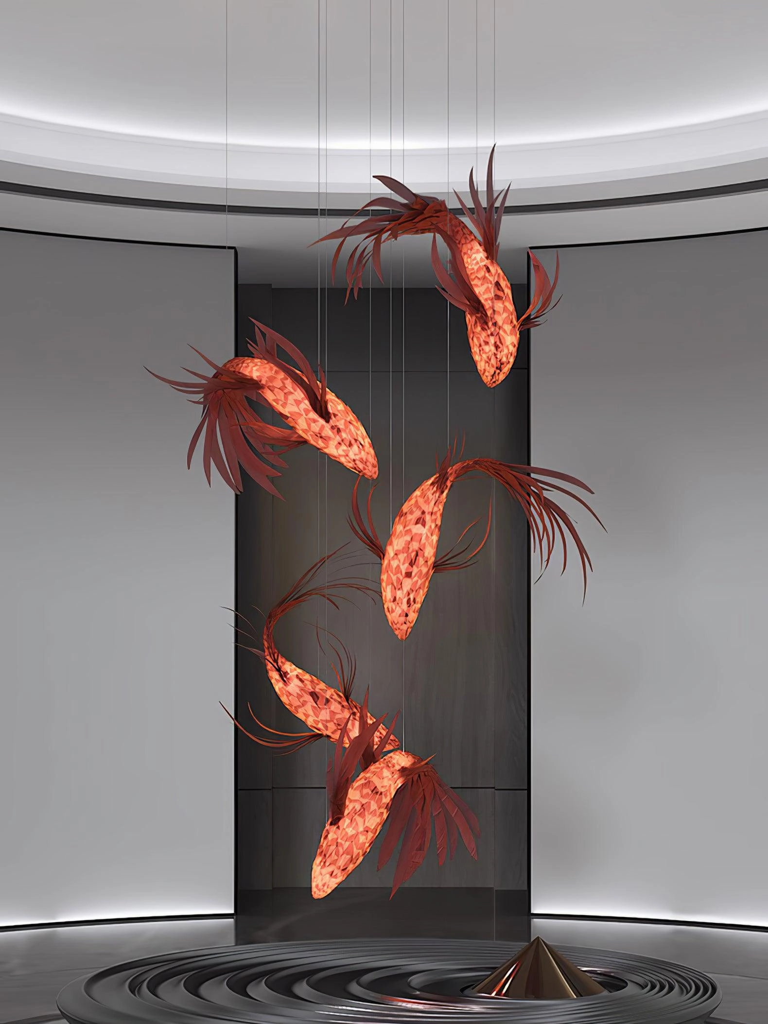 Crimson Swirl Koi Chandelier