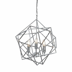 Cube 3 Light Chrome Geometric Cube Ceiling Pendant minimalist ceiling light