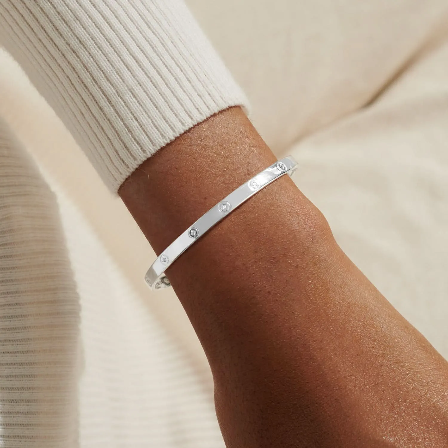 Cubic Zirconia Bangle Bar Silver Plated Bracelet 7893 Joma Jewellery