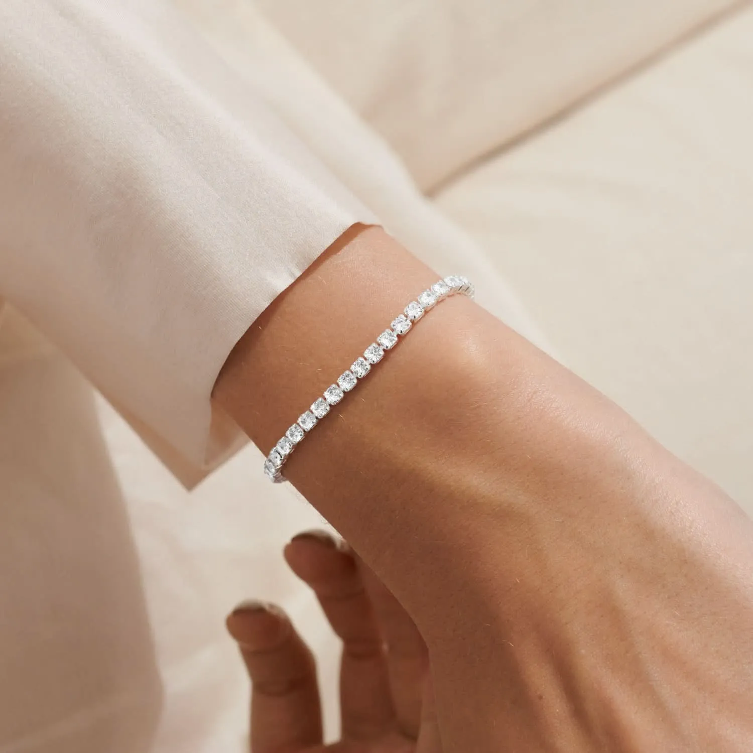 Cubic Zirconia Tennis Bar Silver Plated Bracelet 7890 Joma Jewellery