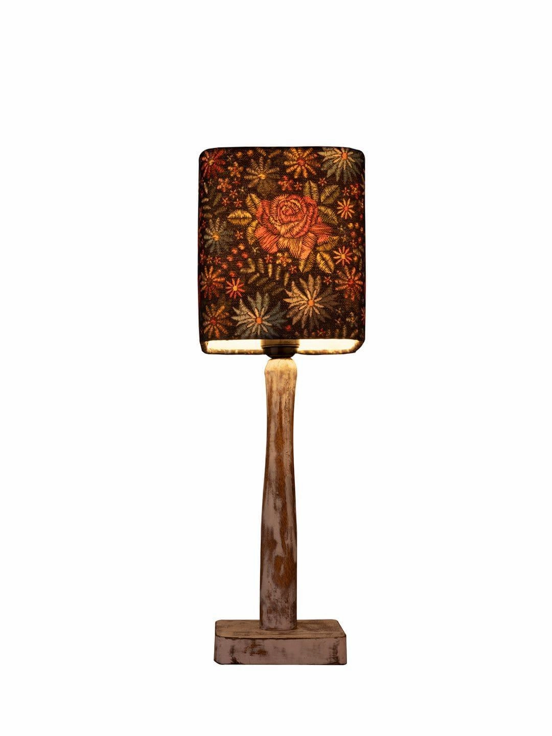 Curve Distress white Lamp with Black flowers shade